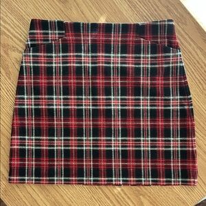 LOFT Red and Black Plaid Mini Skirt